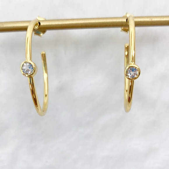 Marrin Costello 14k Gold Plated & White Topaz Hoop Earrings & Bracelet Set - Picture 2 of 11